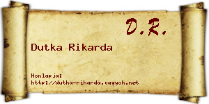 Dutka Rikarda névjegykártya